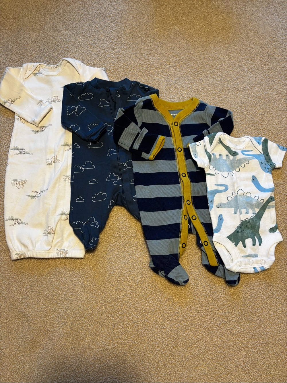 Carter's Navy, Gray, Mustard & White Baby One-Piece Bodysuit Mix